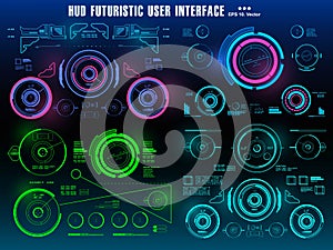 Sci-fi futuristic hud dashboard display virtual reality technology screen, target