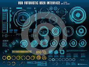 Sci-fi futuristic hud dashboard display virtual reality technology screen, target