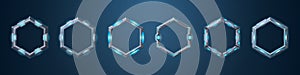 Sci fi game rank avatar metal hexagon frame set
