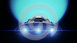 Sci-fi giant spaceship is approaching Uranus