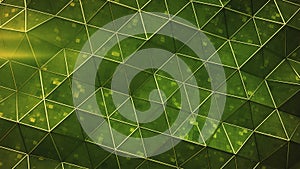 Sci-fi green surface with triangular polygons 3D rendering illustration