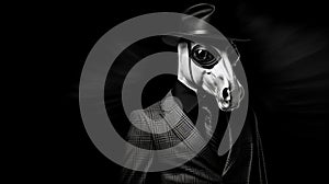 Sci-fi Noir: The Detective Horse In Black Hat And Suits