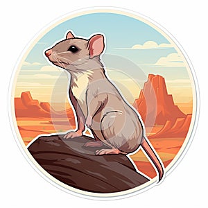 Sci-fi Rat Sticker Template With Desert Background