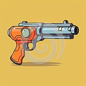 Sci-fi Realism Cartoon Gun With Orange Handle