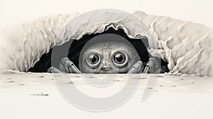 Sci-fi Realism Playful Innocence Of A Big Eyed Creature In A Cave