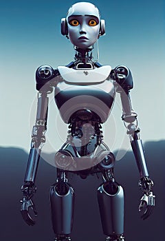 a sci fi robot illustration of a female future computer, art 3d illustration, ai generated image