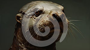 Sci-fi Sea Otter Illustration With Hyper-realistic And Creepy Elements