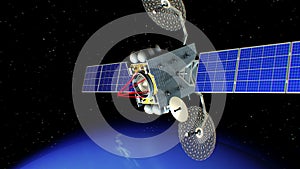 Sci-fi space laser weapon in orbit of Neptune