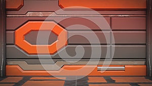 Sci-Fi space station corridor interior 3d rendering