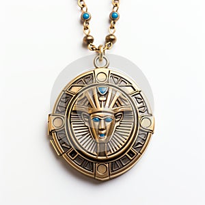 Sci-fi Spectacle Locket With Tachylite Stones - Golden Colored Face