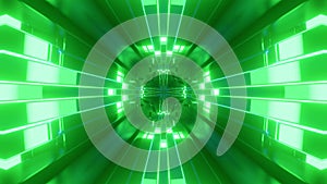 Sci-fi tunnel transformer with blue green neon lights. 4k looped abstract high-tech tunnel. Camera flies through