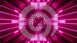 Sci-fi tunnel transformer with blue purple neon lights. 4k looped abstract high-tech tunnel. Camera flies through