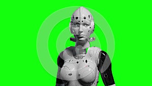 Sci-fi woman robot, animation of the digital world of the future of neural networks and the artificial intellig