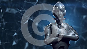 sci-fi woman robot , s animation of the digital world of the future of neural networks and the artificial intellig