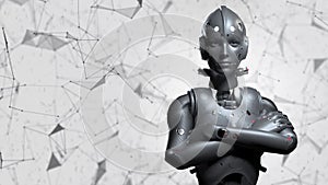 Sci-fi woman robot , s animation of the digital world of the future of neural networks and the artificial intellig