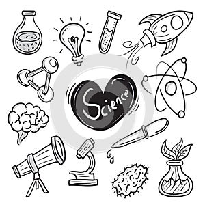 Chemistry and science icons set, vector illustration