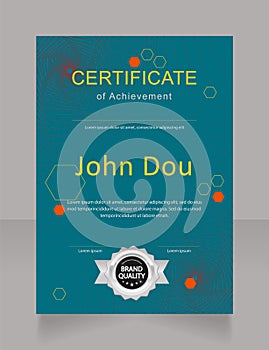 Science achievement certificate design template