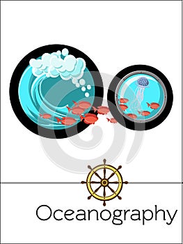 Science alphabet flash card letter O is for Oceanography. photo