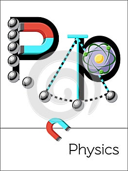 Science alphabet flash card letter P is for Physics.