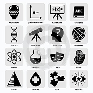 Science areas icons black