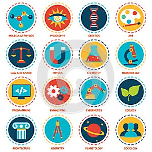 Science areas icons vector design illustration