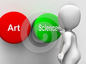 Science Art Buttons Shows Scientific Or Artistic