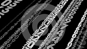 Algorithmic numerical code sequence on black background for data science and big data statistics and computational informational