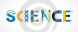 Science banner, typography and background