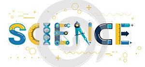 Science banner, typography and background