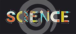 Science banner, typography and background