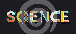 Science banner, typography and background photo