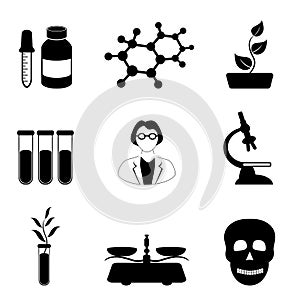 Science, biology and chemistry icon set