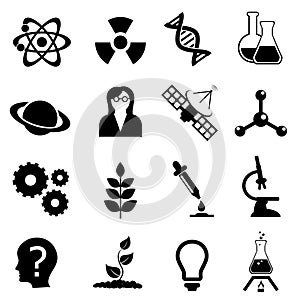 Science, biology, physics and chemistry icon set