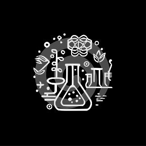 Science - black and white vector illustration