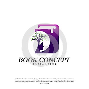 Science Book Logo concept. Nature People Learning Education Logo Design Template Vector. Icon Symbol