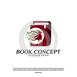 Science Book Logo concept. Nature People Learning Education Logo Design Template Vector. Icon Symbol