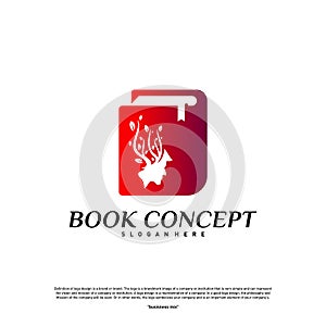 Science Book Logo concept. Nature People Learning Education Logo Design Template Vector. Icon Symbol