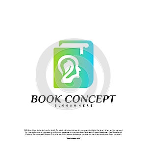 Science Book Logo concept. Nature People Learning Education Logo Design Template Vector. Icon Symbol