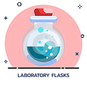 Science chemical flasks flat style