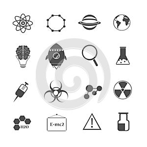 Science, chemical and physic icons set vector