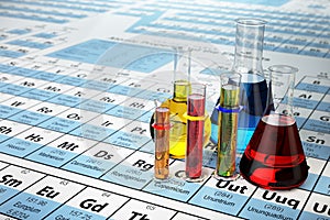 Science chemistry concept. Laboratory test tubes and flasks with