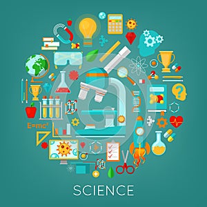 Science Chemistry and Physics Icons Set Education Concept