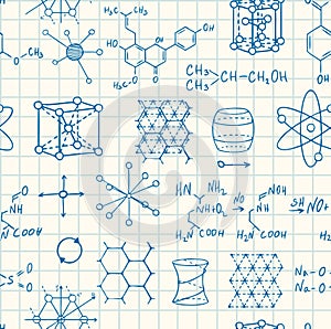 Science chemistry and physics seamless vector pattern