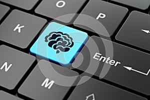 Science concept: Brain on computer keyboard background