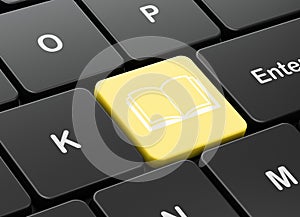Science concept: Book on computer keyboard background