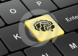 Science concept: Brain on computer keyboard background