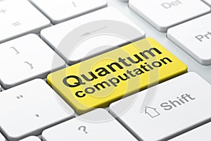 Science concept: Quantum Computation on computer keyboard background