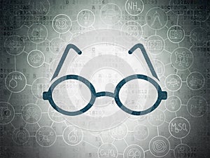 Science concept: Glasses on Digital Data Paper background