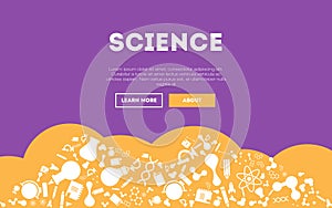 Science, concept header, flat design glyph style