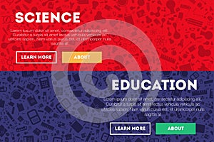 Science, concept header, flat design glyph style